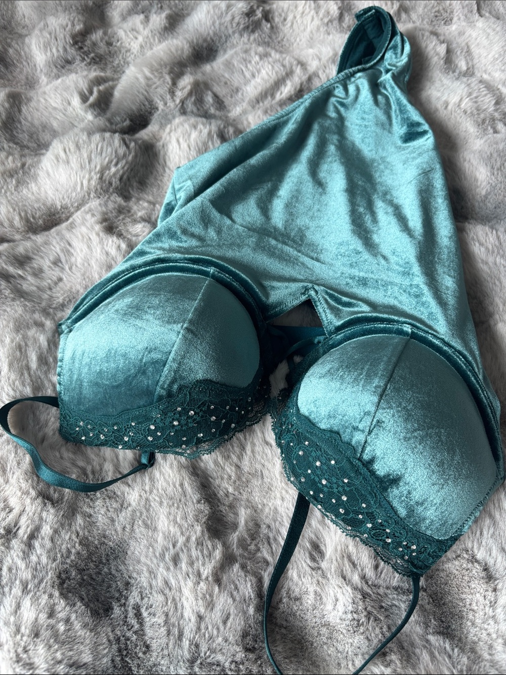 Victoria's Secret Teal Velvet Bodysuit